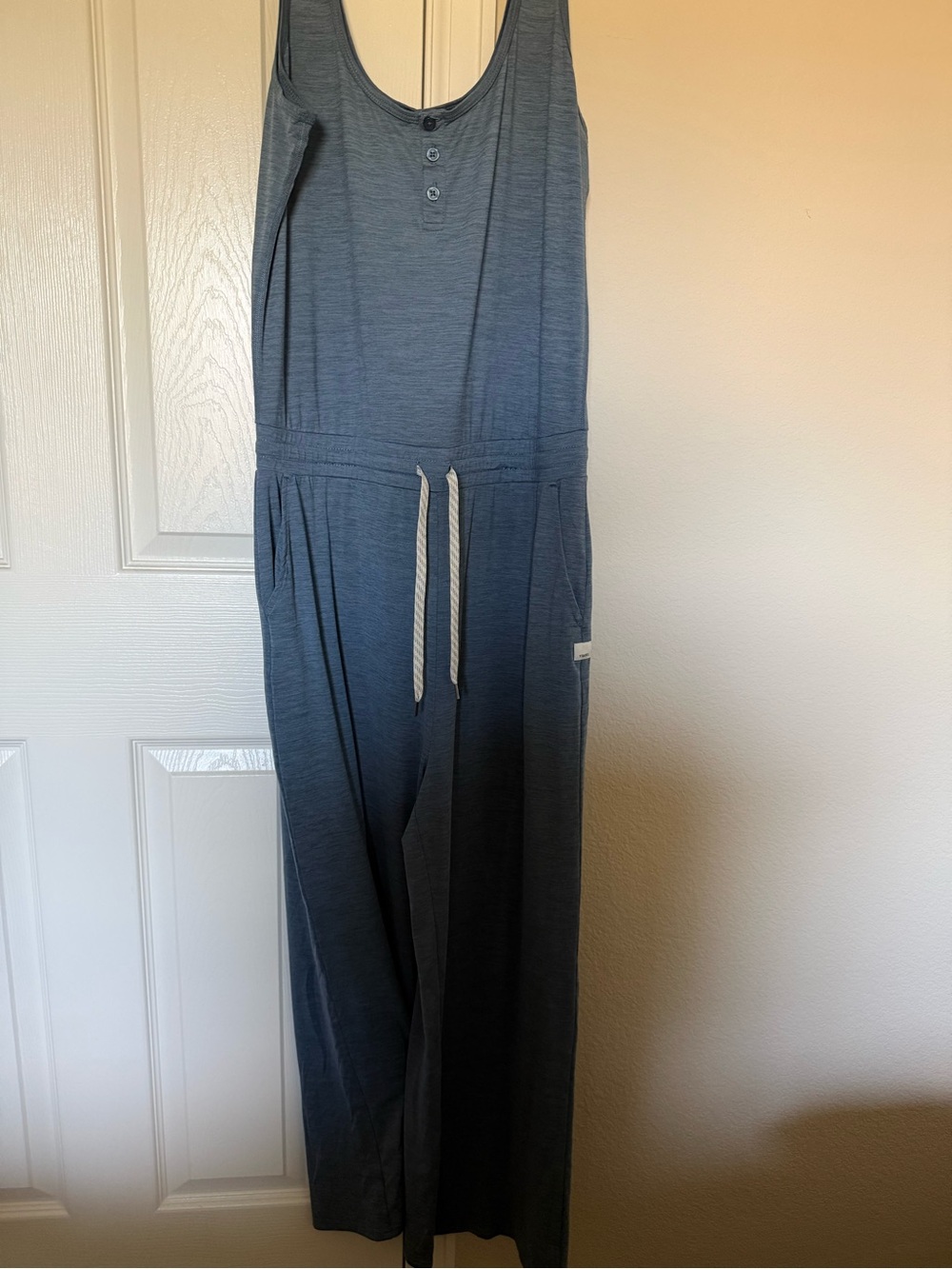 Vuori Sleeveless Gray Tank Jumpsuit with Drawstring